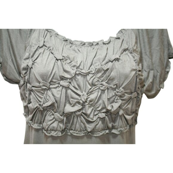 Crosby Smocked Peasant Top Womens M Green Ruched Cap Sleeve Boho Chic Romantic - Picture 2 of 5